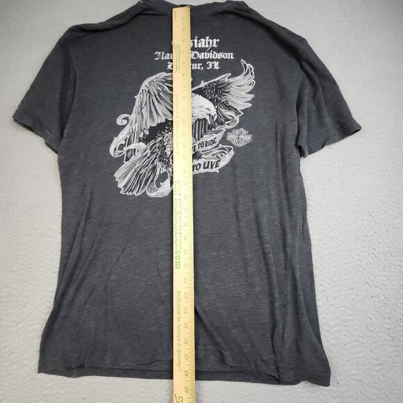 Harley-Davidson Shirt Large Decatur IL Eagle Born Ride Stretch Thin Breathable - Picture 11 of 13